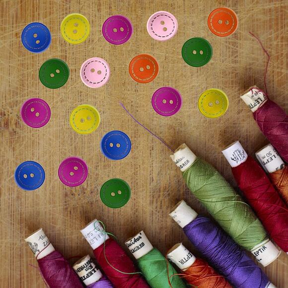 100 Pcs Colorful Wooden Round Buttons With 2 Holes Rustic Buttons For Cloth US - Picture 6 of 10